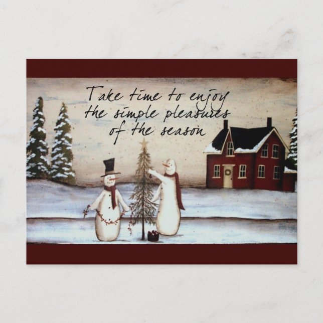 Cartão Postal Cartão-postal Primitivo Snowman (Frente)