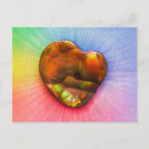 Cartão Postal Cartão-postal Rainbow Fire Agate com Forma Cardí