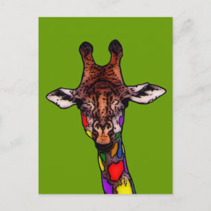 Cartão Postal Cartão-postal Rainbow Giraffe