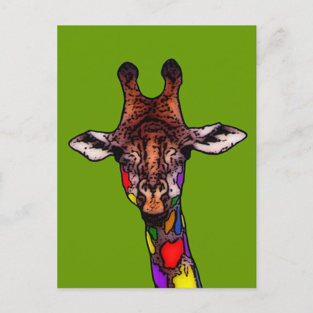 Cartão Postal Cartão-postal Rainbow Giraffe (Frente)