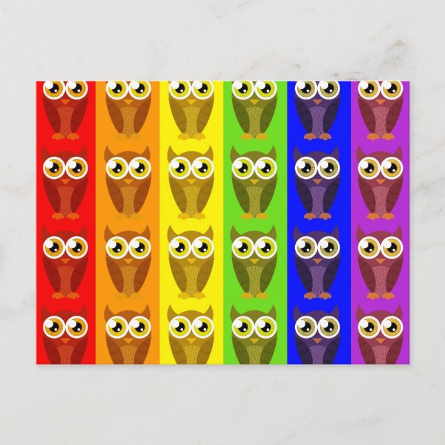 Cartão Postal Cartão-postal Rainbow Owls (Frente)