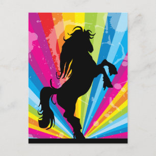 Cartão Postal Cartão-postal Rainbow Techno Silhouette Horse