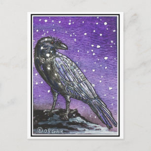 Cartão Postal Cartão-postal Raven de neve