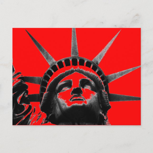 Cartão Postal Cartão-postal Red Black White Statu of Liberty Pop (Frente)
