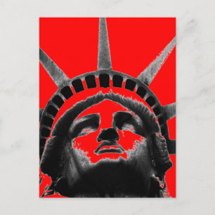 Cartão Postal Cartão-postal Red Black White Statu of Liberty Pop