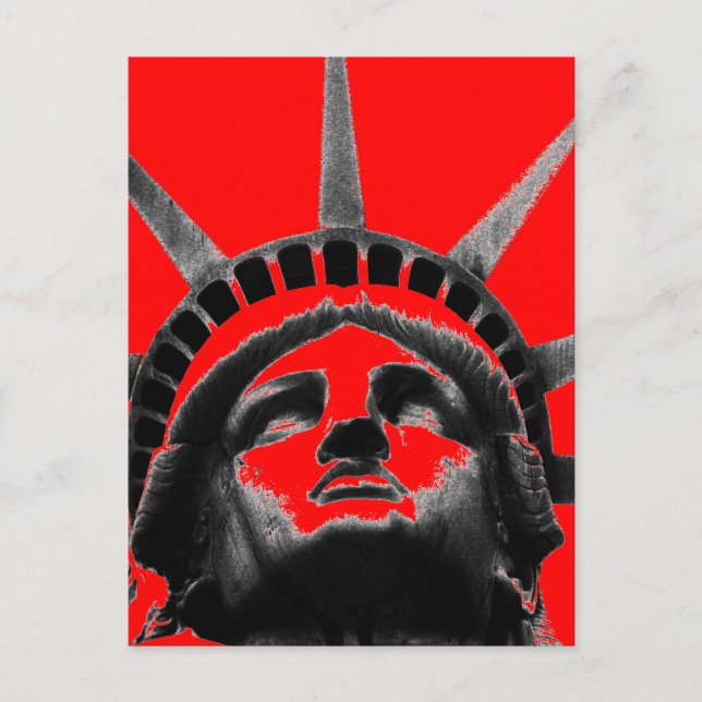 Cartão Postal Cartão-postal Red Black White Statu of Liberty Pop (Frente)