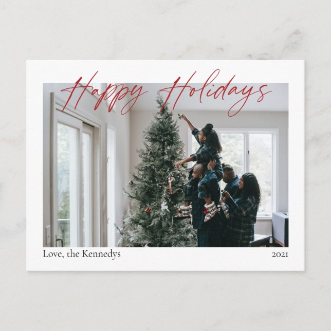 Cartão Postal Cartão-postal Red Calliografia sobre Feriados Feli (Frente)