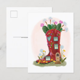 Cartão Postal Cartão-postal Red Cowboy Boot e Cactus
