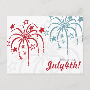 Cartão Postal Cartão-postal Red White e Blue Fireworks 4 de jul