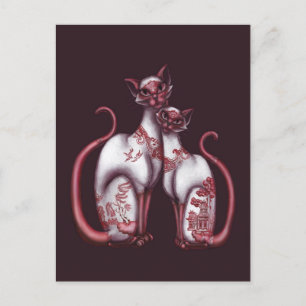 Cartão Postal Cartão-postal Red Willow Siamese Cats