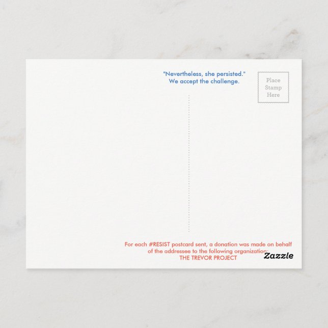 Cartão Postal Cartão-postal #RESIST — JULY TREVOR (Verso)