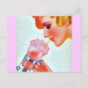 Cartão Postal Cartão-postal Retro 30's Milkshake