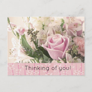Cartão Postal Cartão-postal Rosa Rosa Floral Pensando em você