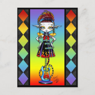 Cartão Postal Cartão-postal Roxsy Pixie Stick Psychobilly Rainb