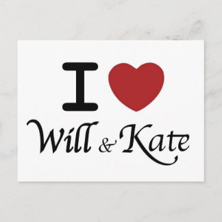 Cartão Postal Cartão-postal Royal Wedding I Heart Will & Kate
