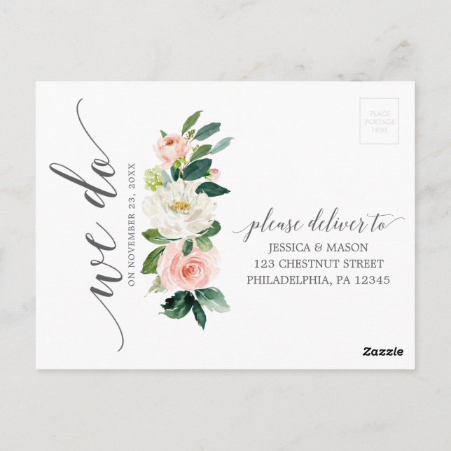Cartão Postal Cartão-postal RSVP de Casamento Floral de Blooms B (Verso)