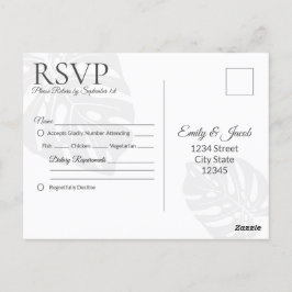 Cartão Postal Cartão-postal RSVP de Casamento, Palm Leaf Tropica