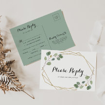 Cartão-postal RSVP de Escolha Geométrica Dourada