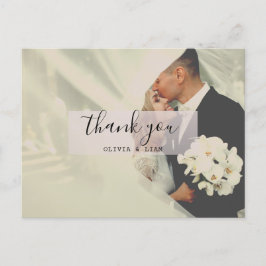 Cartão Postal Cartão-postal Rustic Custom Photo Wedding Thankyou