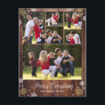 Cartão Postal Cartão-postal Rustic Dark Wood Collage Holiday<br><div class="desc">A frente deste cartão-postal apresenta seis fotos com sua personalização, juntamente com texto personalizado e endereço de retorno na parte traseira do cartão-postal. Use o formulário modelo para adicionar seu texto e foto personalizados à frente e atrás da placa. Use o botão Personalizar para adicionar linhas adicionais de texto ou...</div>