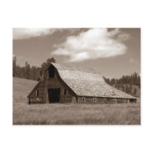 Cartão-postal Rustic Weathered Barn Sephia