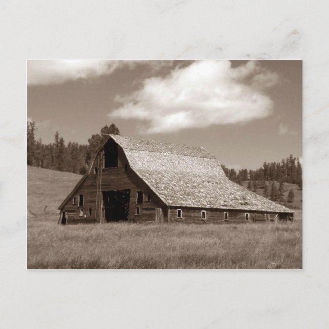 Cartão Postal Cartão-postal Rustic Weathered Barn Sephia (Frente)
