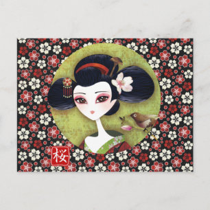 Cartão Postal Cartão-postal Sakura Girl