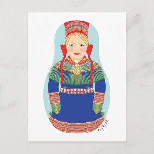 Cartão Postal Cartão-postal Sami (cabelo louro) Matryoshka