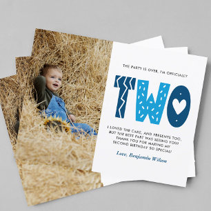 Cartão Postal Cartão-postal segundo aniversário Azul Obrigado