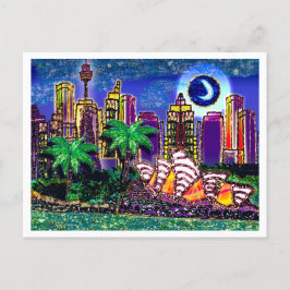 Cartão Postal Cartão-postal Sequin Art Moonlight Sydney Austráli