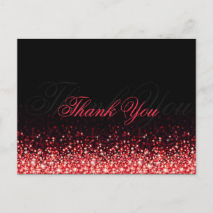 Cartão Postal Cartão-postal Shimmering Red Glitter Black Obriga
