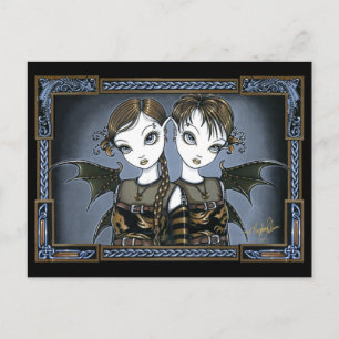 Cartão Postal Cartão-postal Sienna & Celeste Gothic Dragon Twins