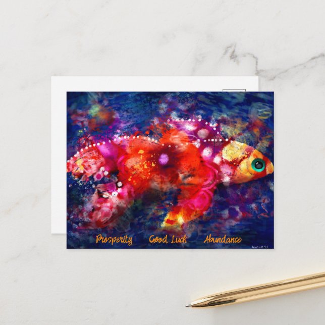 Cartão Postal Cartão-postal - Simbolismo de Peixes-Abstrato (Frente/Verso In Situ)