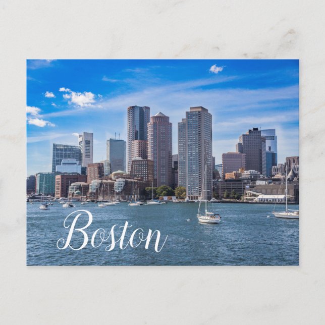 Cartão Postal Cartão-postal Skyline de Boston Massachusetts, Wat (Frente)