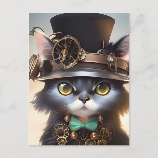 Cartão Postal Cartão-postal Steampunk Kitten (Frente)