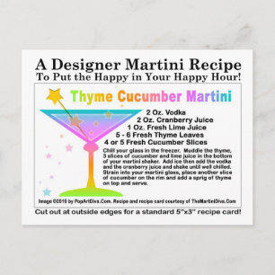 Cartão Postal Cartão-postal Thyme Cucumber Martini