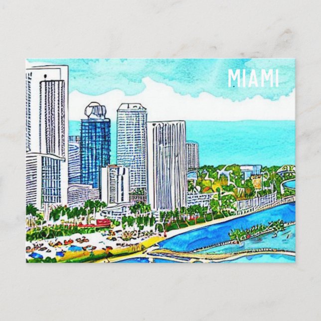 Cartão Postal Cartão-postal Tropical Miami Skyline (Frente)