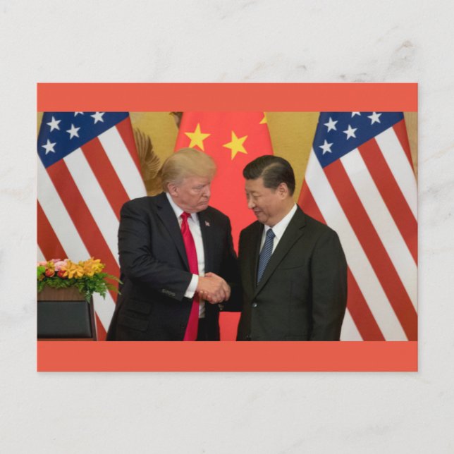 Cartão Postal Cartão-postal Trump e Xi Handshake (Frente)