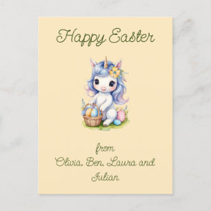 Cartão Postal Cartão-postal Unicorn de felz pascoa Cute