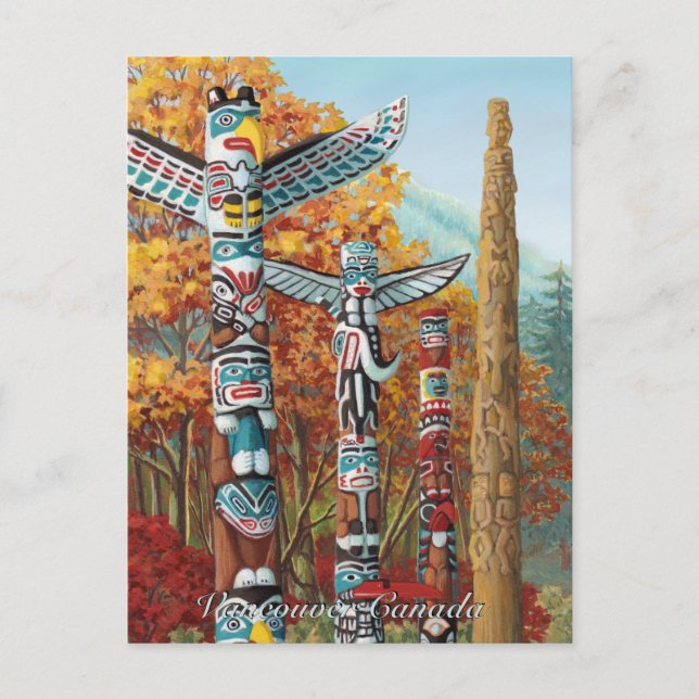 Cartão Postal Cartão-postal Vancouver Totem Pole Painti (Frente)