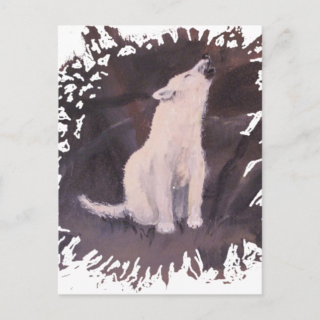 Cartão Postal Cartão-postal vertical "Howling White Wolf" (Frente)