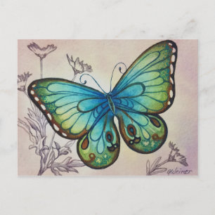 Cartão Postal Cartão-postal Vintage Butterfly No. 7 Watercolor 