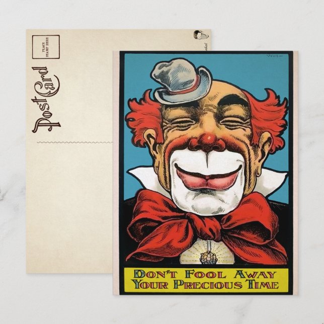 Cartão Postal Cartão-postal Vintage Clown Art (Frente/Verso)