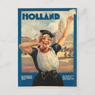 Cartão Postal Cartão-postal Vintage com Holland Poster Impressão
