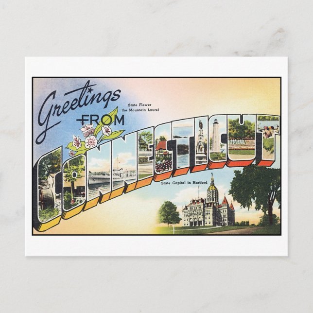 Cartão Postal Cartão-postal Vintage Connecticut (Frente)