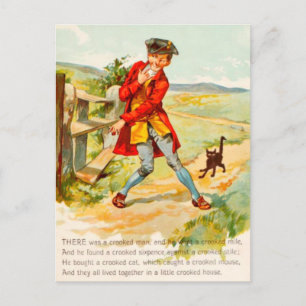 Cartão Postal Cartão-postal Vintage Croked Cat, Croked Man