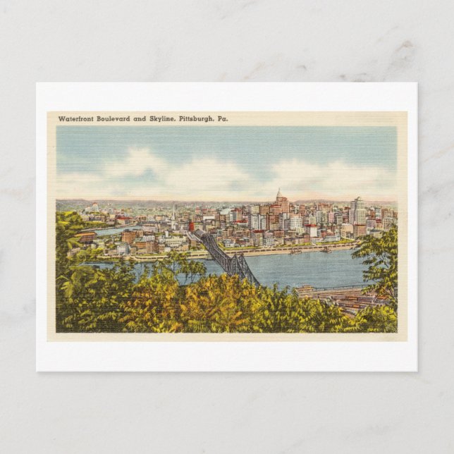 Cartão Postal Cartão-postal Vintage de Pittsburgh Skyline (Frente)