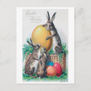 Cartão Postal Cartão-postal Vintage Easter Bunny Egg