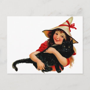 Cartão Postal Cartão-postal Vintage Little Wity and Cat