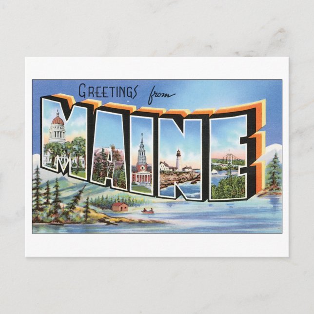 Cartão Postal Cartão-postal Vintage Maine (Frente)